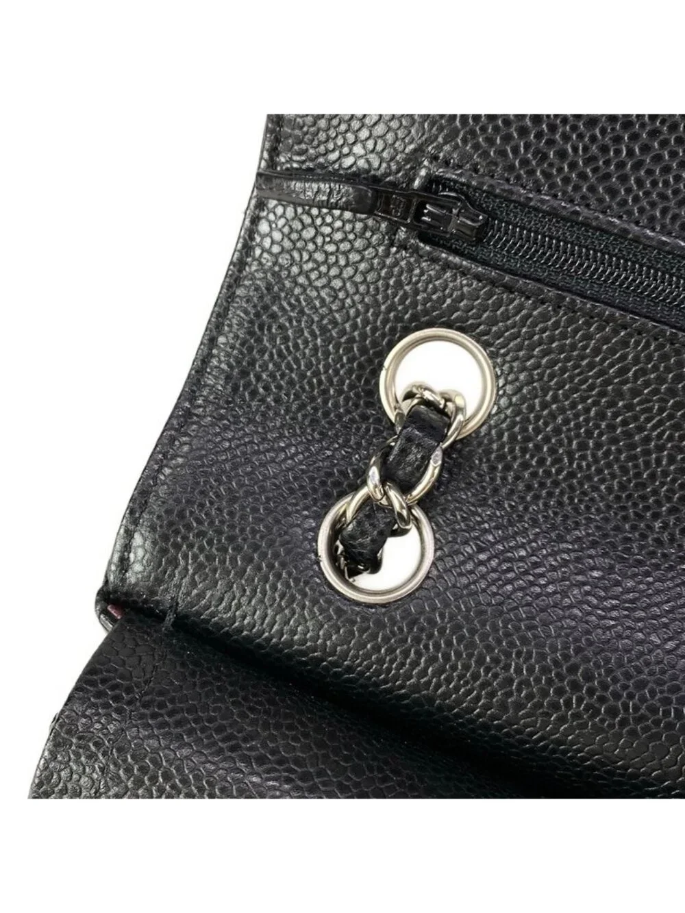 Chanel Shoulder Bag Double Flap Quilted Black Chain Silver